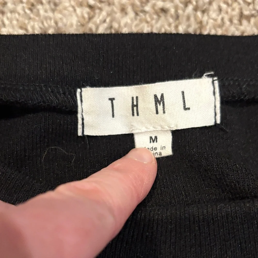 Black Sweatshirt with Faux Leather Sleeves - Picture 4 of 4